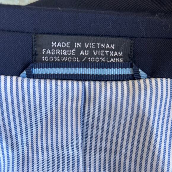 Tommy Hilfiger Navy Blue 2 Button Blazer 100% Wool - Picture 8 of 12